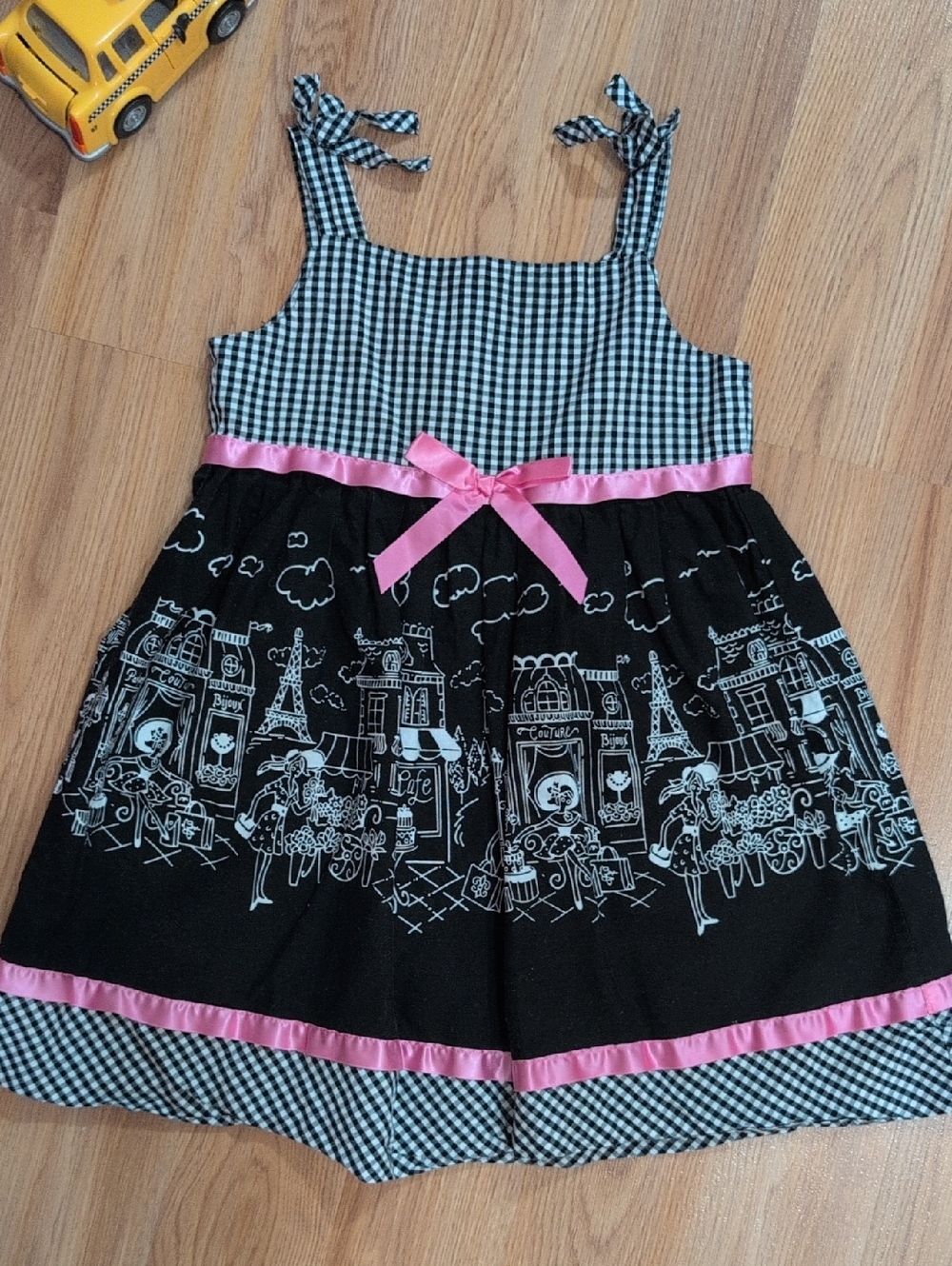 Blueberi Boulevard Black and Pink Gingham Paris Bistro Dress